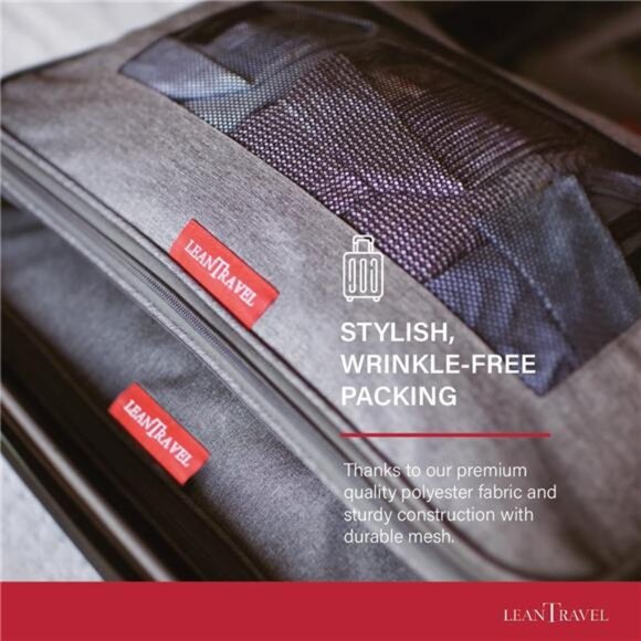 Compression Packing Cubes for Travel Organizers with Double Zipper (6-Pack) - Picture 3 of 7